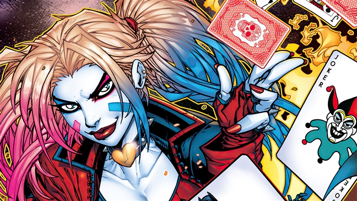 Harley Quinn from DC Comics with playing cards