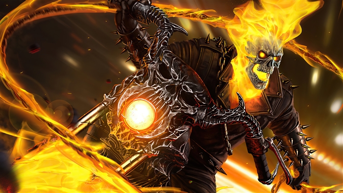 Ghost Rider Motorcycle 4K Fiery Superhero