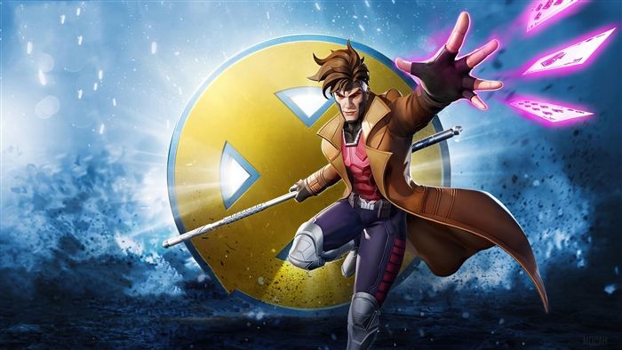 Gambit from X-Men throwing cards