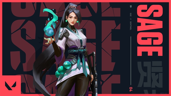 Sage from Valorant with glowing blue orb 4K