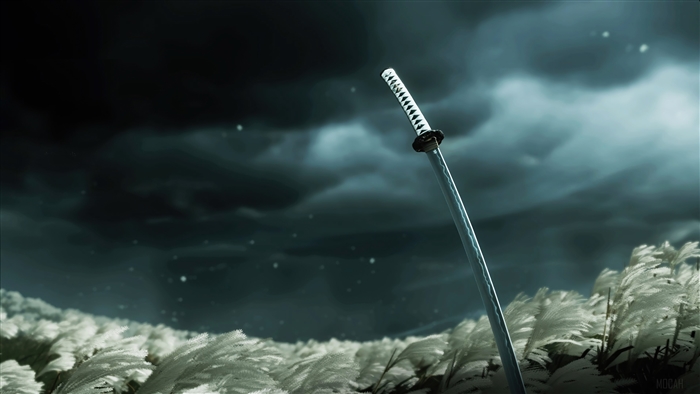 Ghost of Tsushima Katana in Moonlit Field 4K