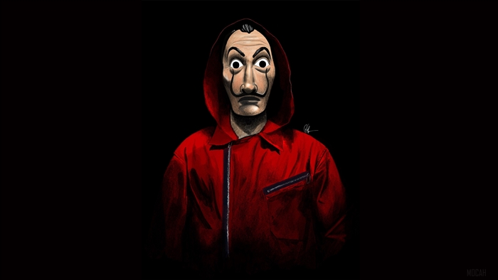 Money Heist Dali Mask Red Hoodie 4K Art