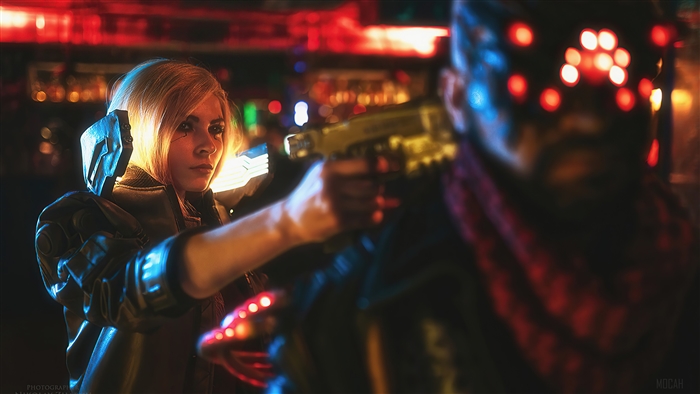 Cosplay of V and Jackie from Cyberpunk 2077