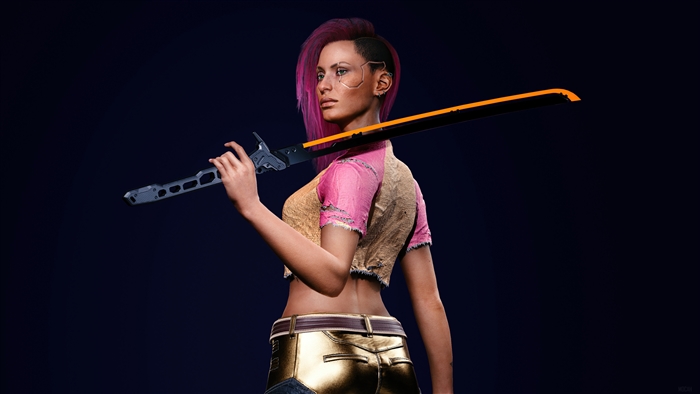 V from Cyberpunk 2077 with a Katana 4K
