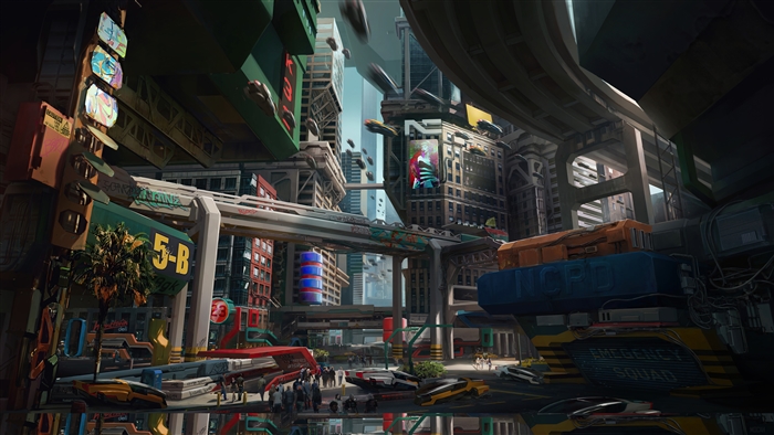 Cyberpunk 2077 City Concept Art 4K