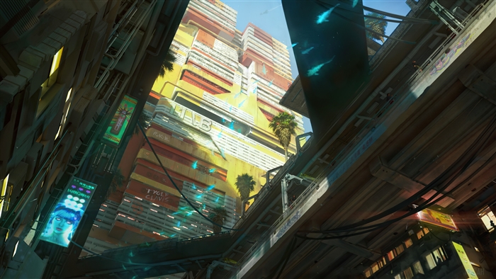 Cyberpunk 2077 City Buildings 4K