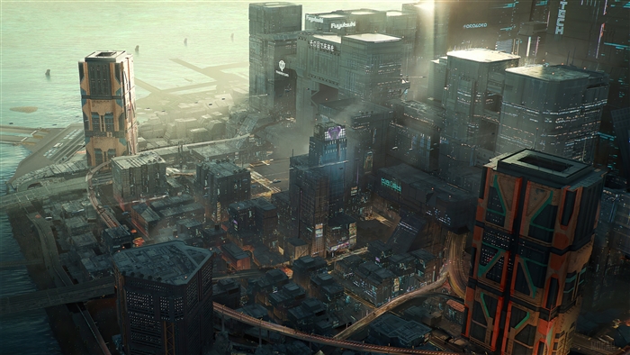 Cyberpunk 2077 Sci-Fi City Buildings 4K