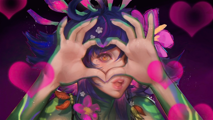 Neeko from League of Legends making a heart shape