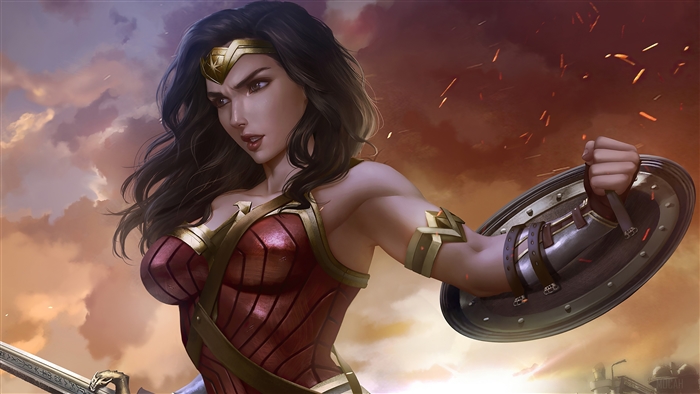 Wonder Woman from DC Comics with Sword and Shield 4K
