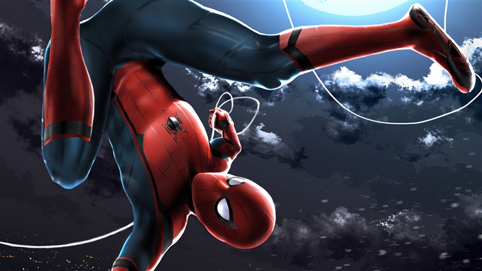 Spider-Man Swinging Under Moonlight 4K