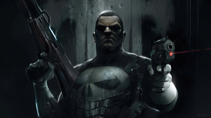 The Punisher from Marvel Comics with guns