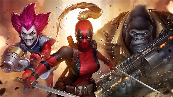Lady Deadpool and Allies 4K Action Scene