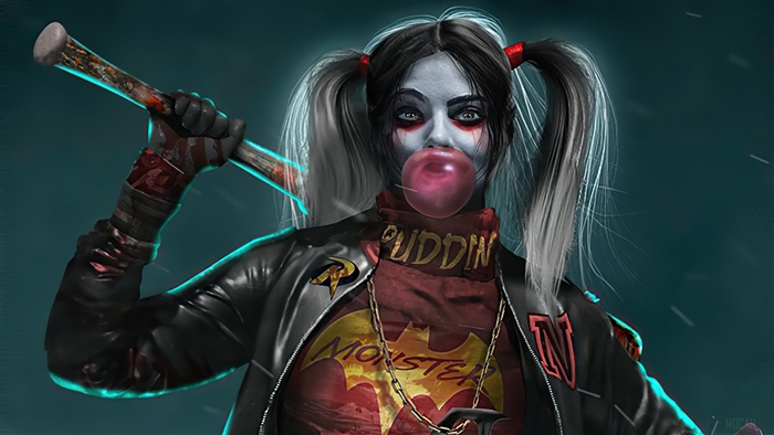 Harley Quinn from DC Comics with a baseball bat