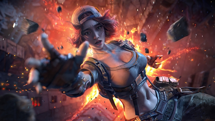 Girl in explosion from PUBG 4K