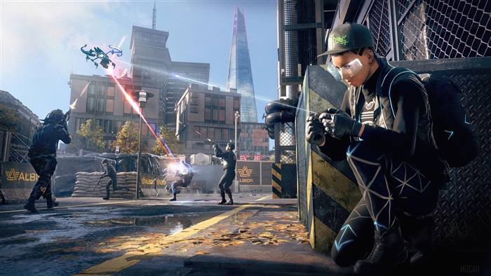Amy Zhao from Watch Dogs Legion in a firefight