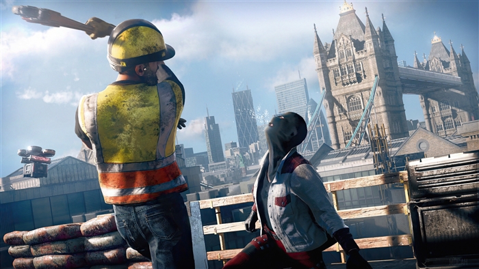 Watch Dogs Legion: Construction Worker and Drone near Tower Bridge