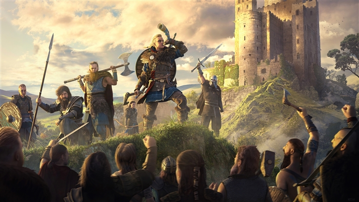 Eivor and Vikings from Assassins Creed Valhalla celebrating