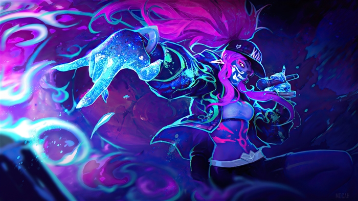 KDA Akali Neon 4K League of Legends Art