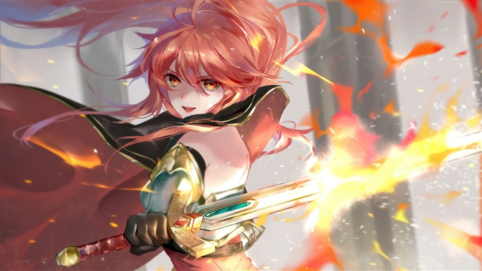 Cermia Warrior from Epic Seven in Fiery Battle 4K