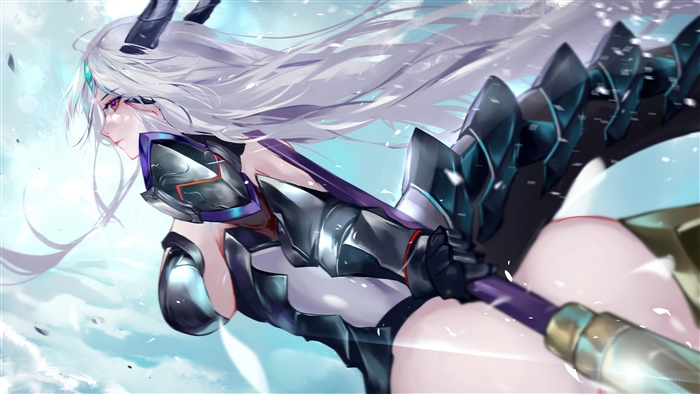 Luna from Epic Seven in Dynamic Battle Pose 4k
