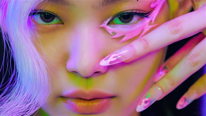 Jennie from BLACKPINK with Neon Makeup and Nails 4K