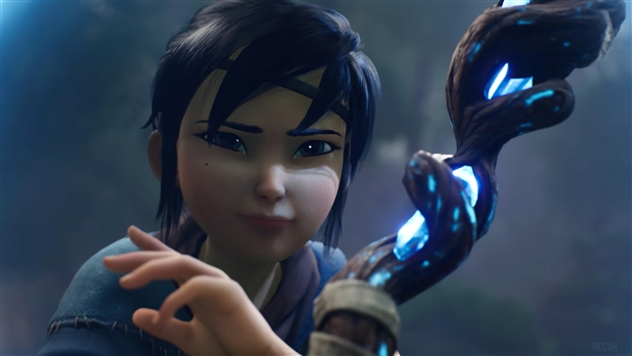 Kena from Kena: Bridge of Spirits holding a staff