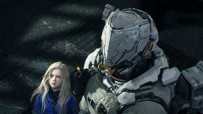Girl and robot in Pragmata 4K