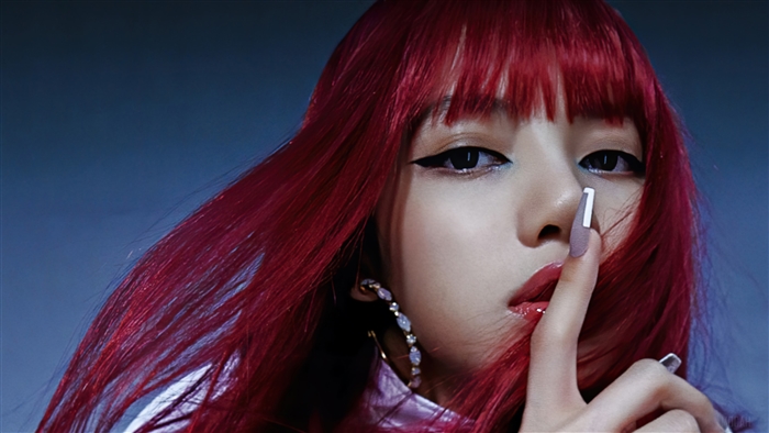 Lisa from BLACKPINK with Vibrant Red Hair 4K