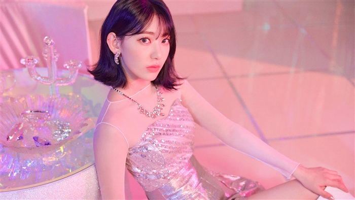 Miyawaki Sakura from IZONE in a sparkly dress