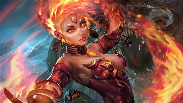 Lina from Dota 2 in Fiery Battle 4K