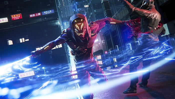 Ghostrunner in a futuristic city 4K