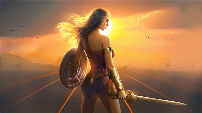 Wonder Woman from DC Comics with Sword and Shield 4K