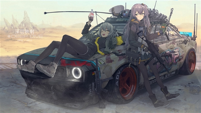 UMP40 and UMP45 from Girls Frontline with a modified car