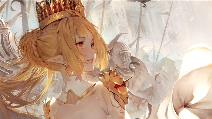 Blonde Fantasy Princess in Golden Armor 4K