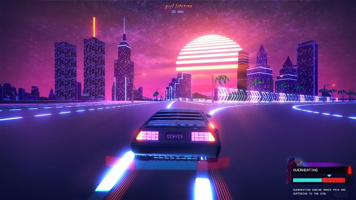 Neon Retrowave Cityscape with Vintage Car in 4K