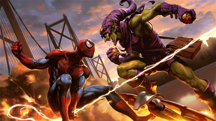 Spider-Man vs. Green Goblin on a Bridge