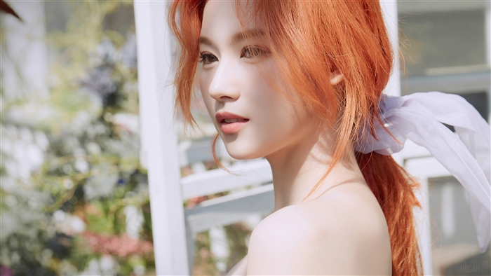 Sana from TWICE with Orange Hair 4K