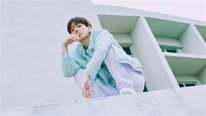 Baekhyun in Pastel Blue Outfit 4K