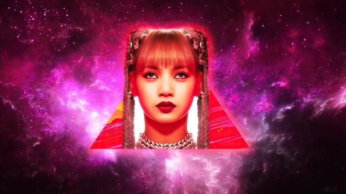 Lisa from BLACKPINK in a cosmic triangle