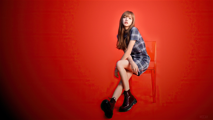 Lisa from BLACKPINK in Plaid Dress Photoshoot 4K