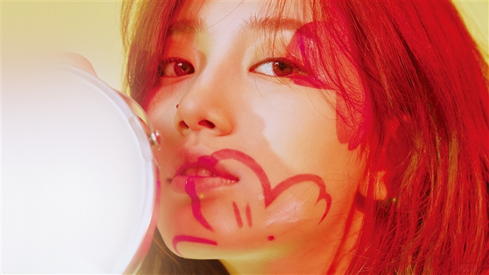 Bae Suzy with red hair and face paint