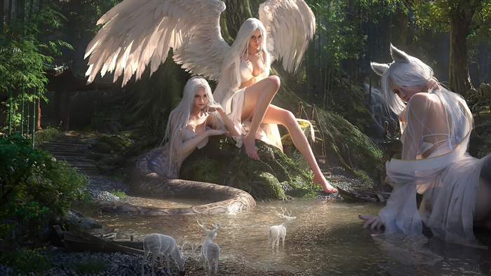 Ethereal Angelic Fantasy with Enchanted Creatures 4K