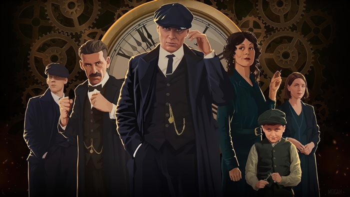 Peaky Blinders Characters with Clock and Gears 4K