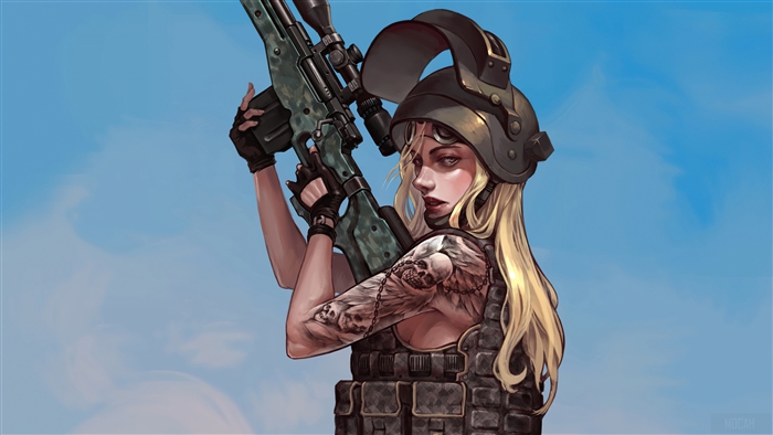 Girl with sniper rifle from PUBG