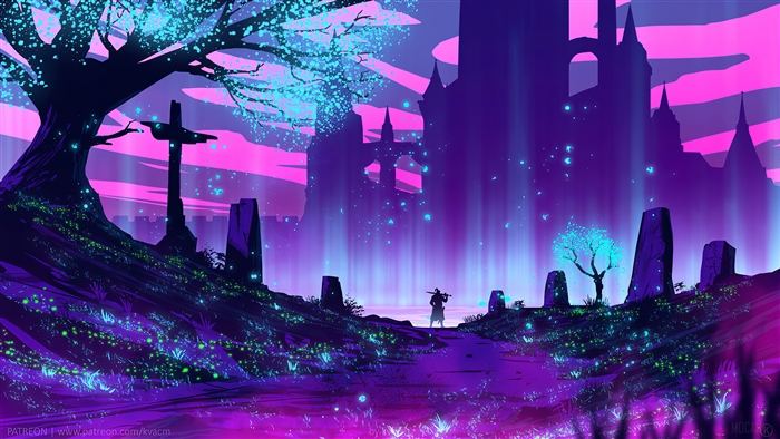 Mystical Night Fantasy Castle in Vibrant Colors 4K