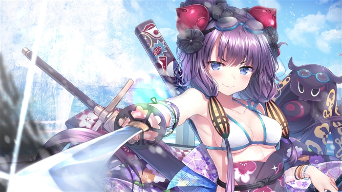 Confident Anime Girl Warrior with Katana 4K