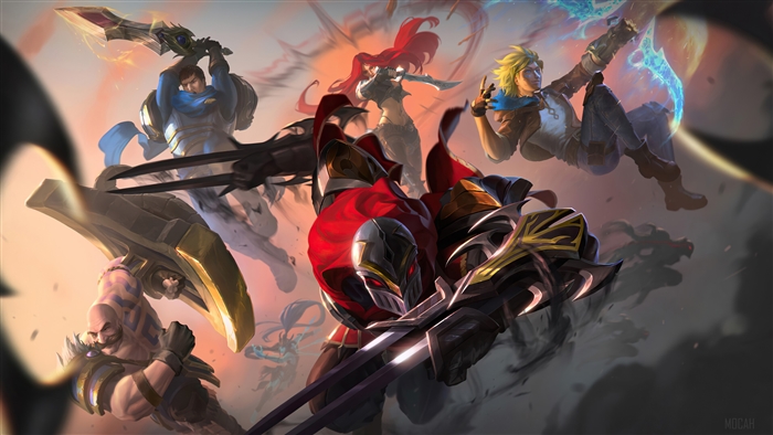 League of Legends Champions: Zed, Braum, Garen, Ezreal, Katarina