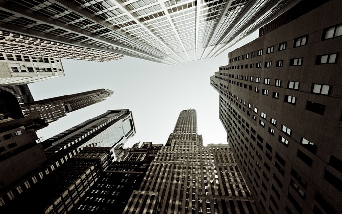 Upward View of New York City Skyscrapers