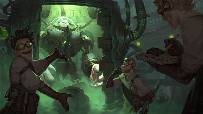 Cat in a Mech Suit with Scientists in Legends of Runeterra 4K