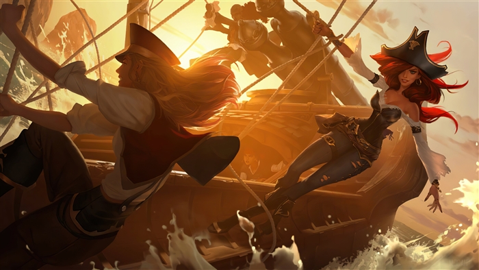 Miss Fortune from League of Legends on a ship